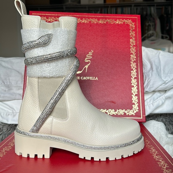 RENE CAOVILLA BOOTS WHITE IVORY WOMENS SIZE 35 5 - Picture 3 of 17